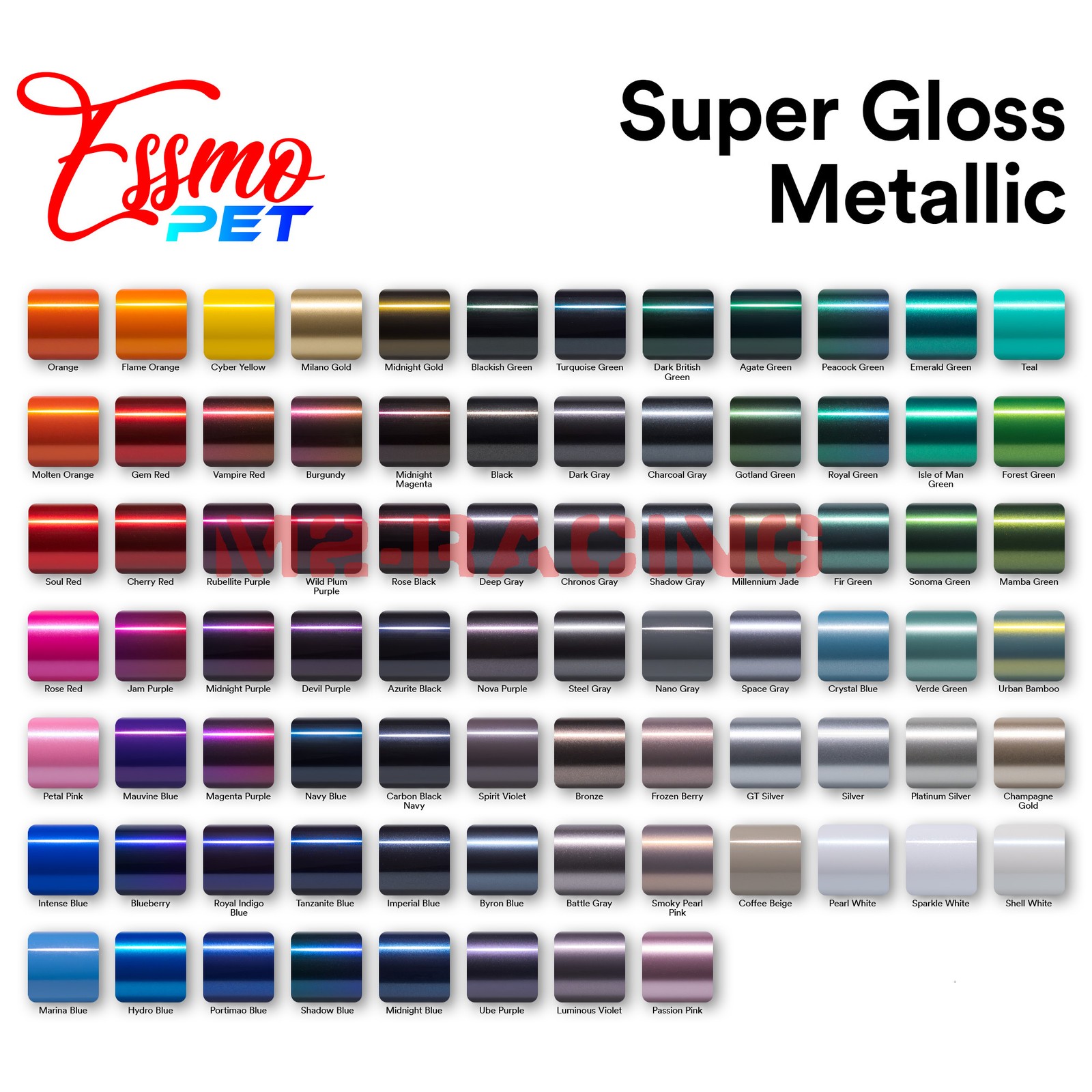 ESSMO PET Super Gloss Metallic Teal Car Vehicle Vinyl Wrap Decal Sticker Paint