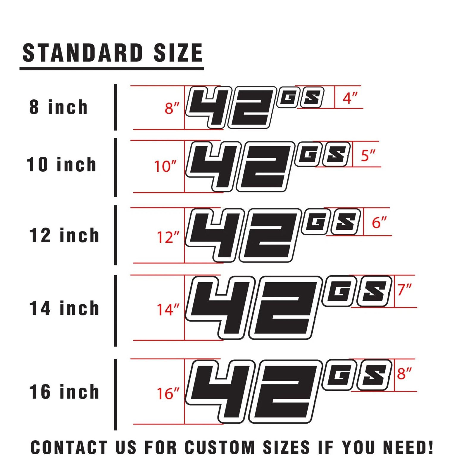 2x Custom Racing Number Class Decal Sticker Glossy White Vinyl Choose Size 8-16″