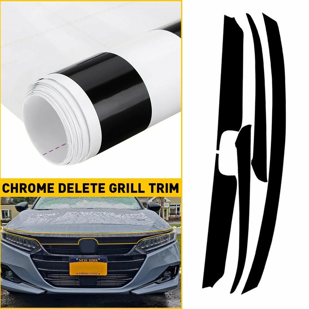 1/2Set For Honda 2021-2022 Front Accord Grille Blackout Chrome Delete Precut Vin