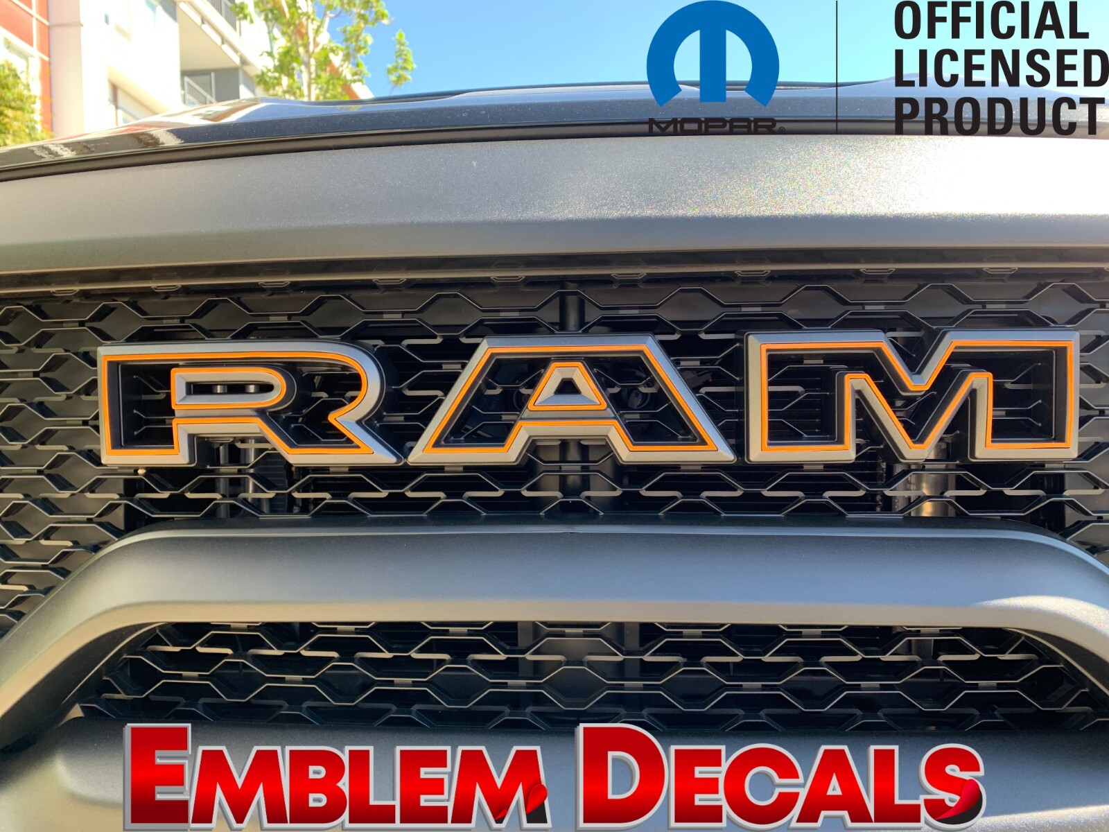 Ram 1500 TRX Grill ” R A M ” Emblem Overlay Decal 2021 2022 2023 2024