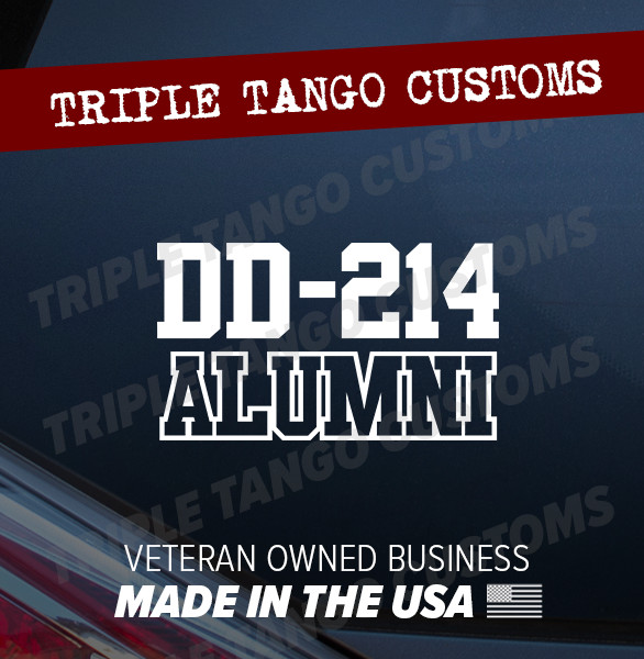 DD214 Alumni Decal Sticker Army Navy Air Force Marines Retired Veteran Vet