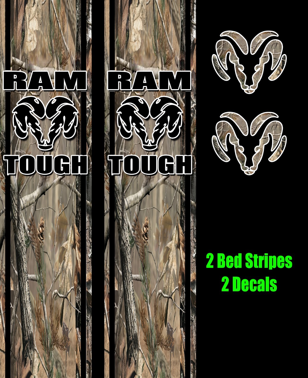 Rear Bed Vinyl Stripes For Dodge Ram Decals Graphics Sticker Decal CAMO