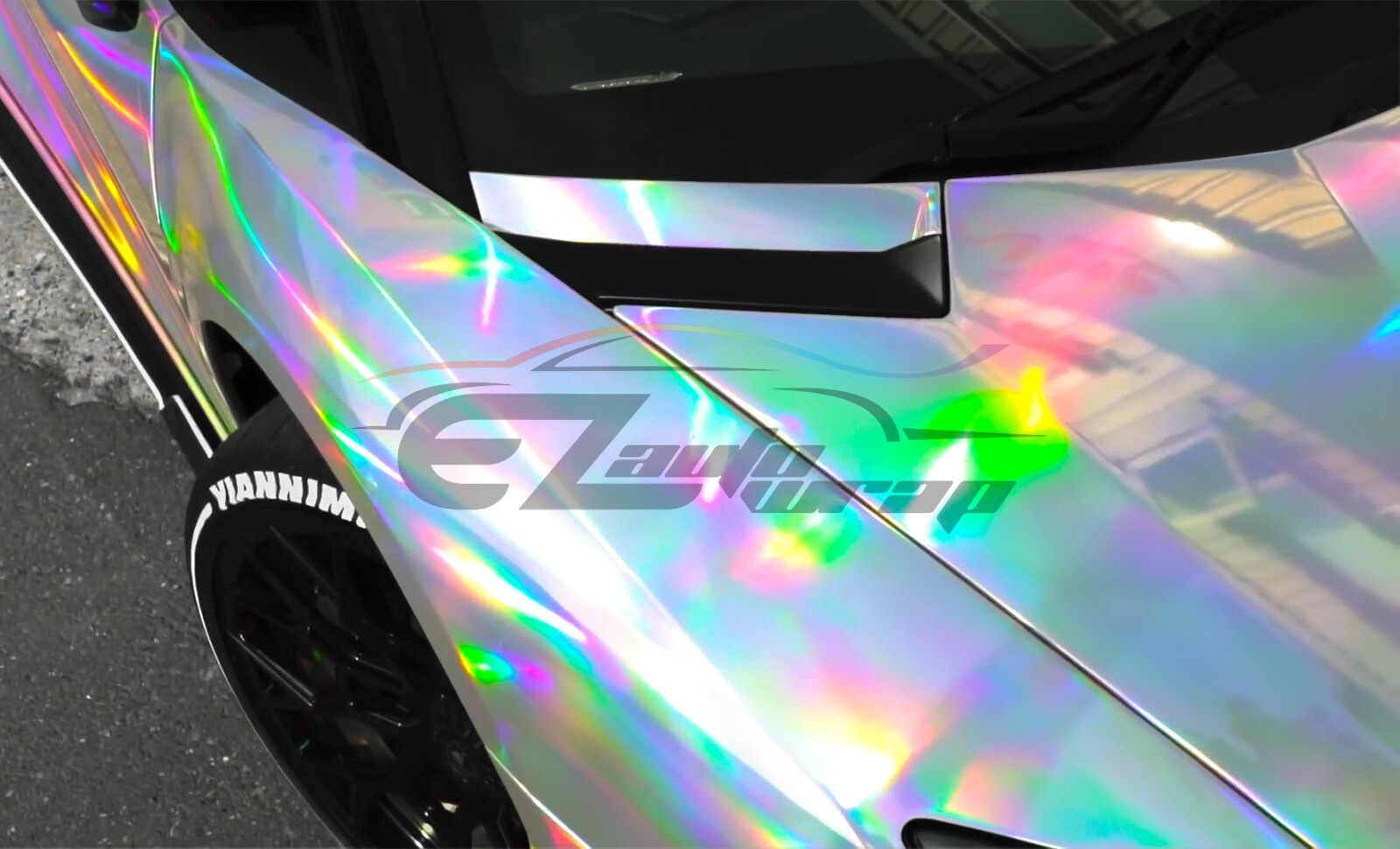 Holographic Silver Rainbow Neo Chrome Car Vinyl Wrap Bubble Free Sticker Film