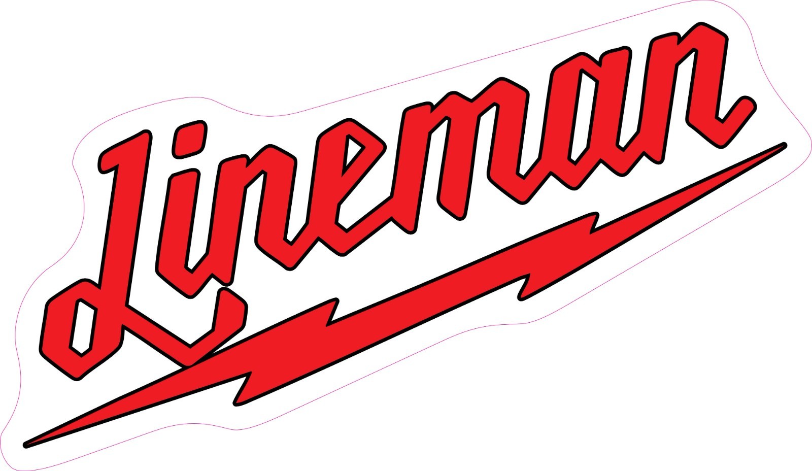 Lineman Red and Black Lightning Funny Hard Hat Vinyl Bumper Sticker Window Decal