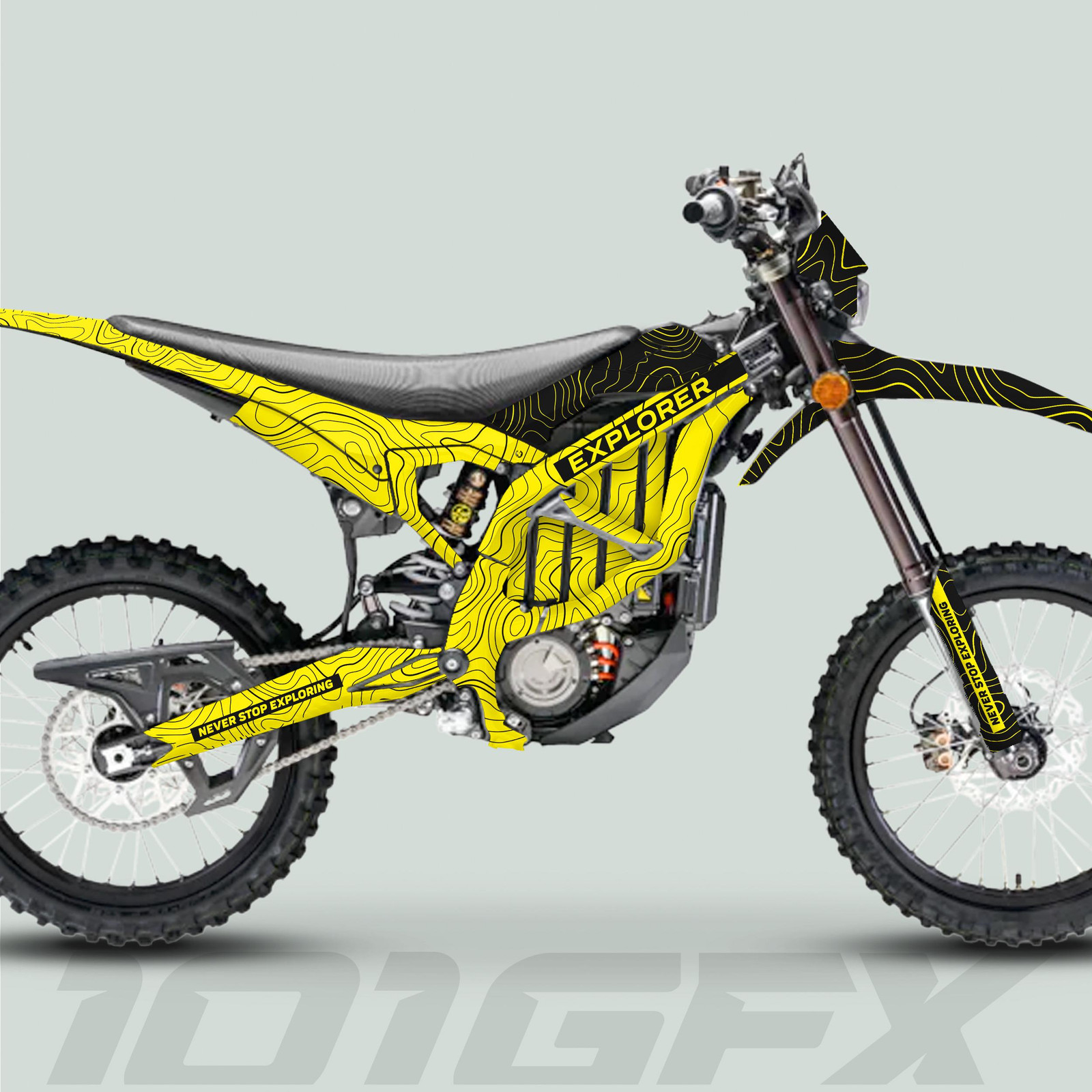 Surron Ultra Bee Graphics Kit EXPLORER YELLOW BLACK Explore Altitude Decals