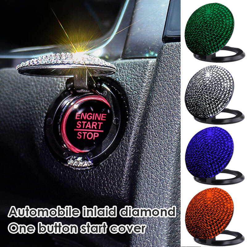 1pcs Bling Bling Rhinestone Car Start Engine Ignition Button Decor Sticker Cover