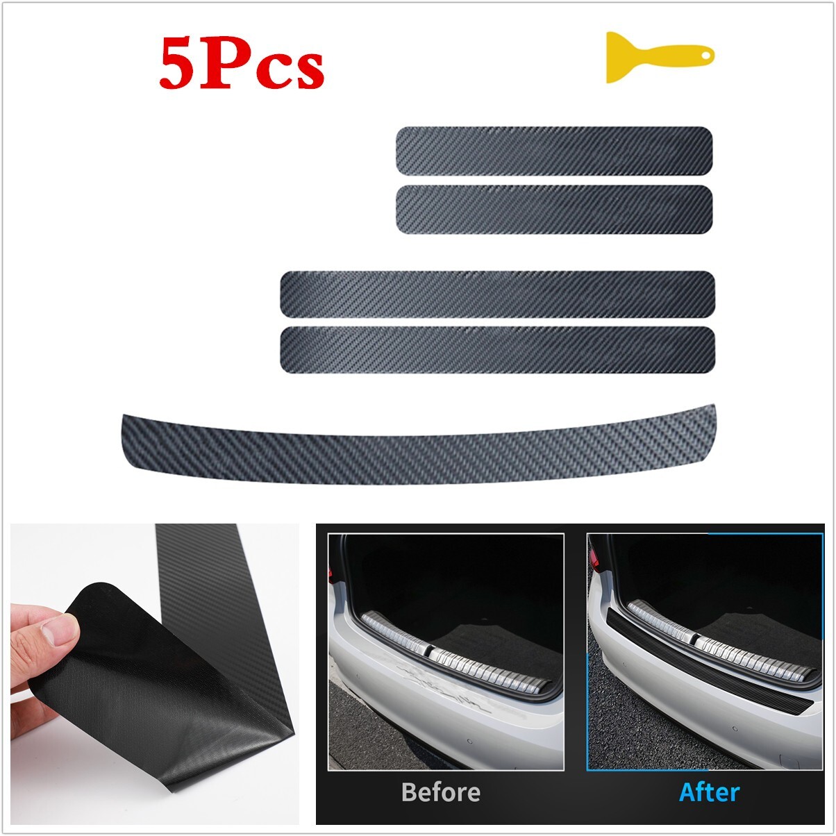 Car Door Plate Sill Scuff Cover Anti Scratch Kick Sticker Protector Carbon Fiber