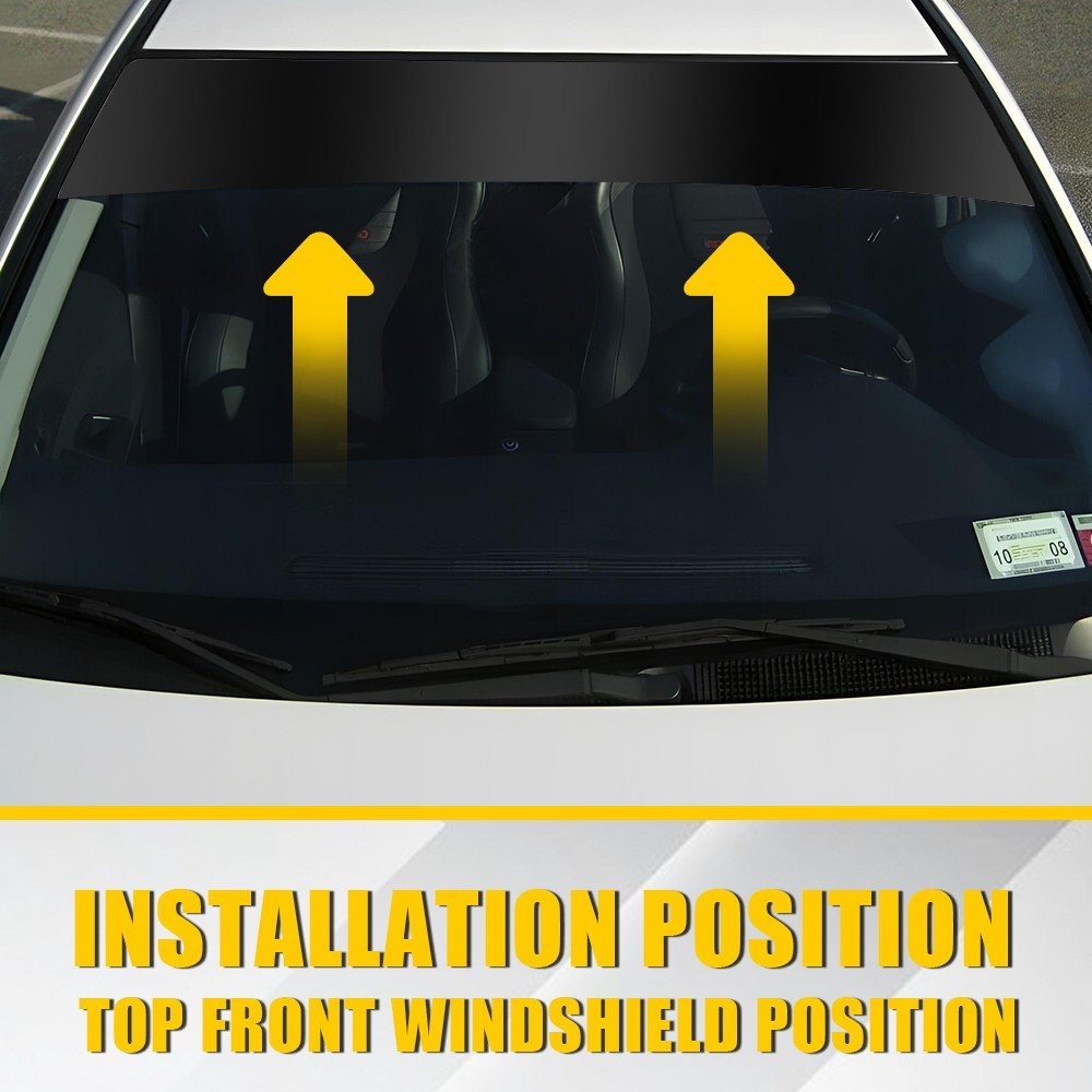 60″x12″ Windshield Sticker Sun Visor Strip Stickers Decoration Decal Matte Black