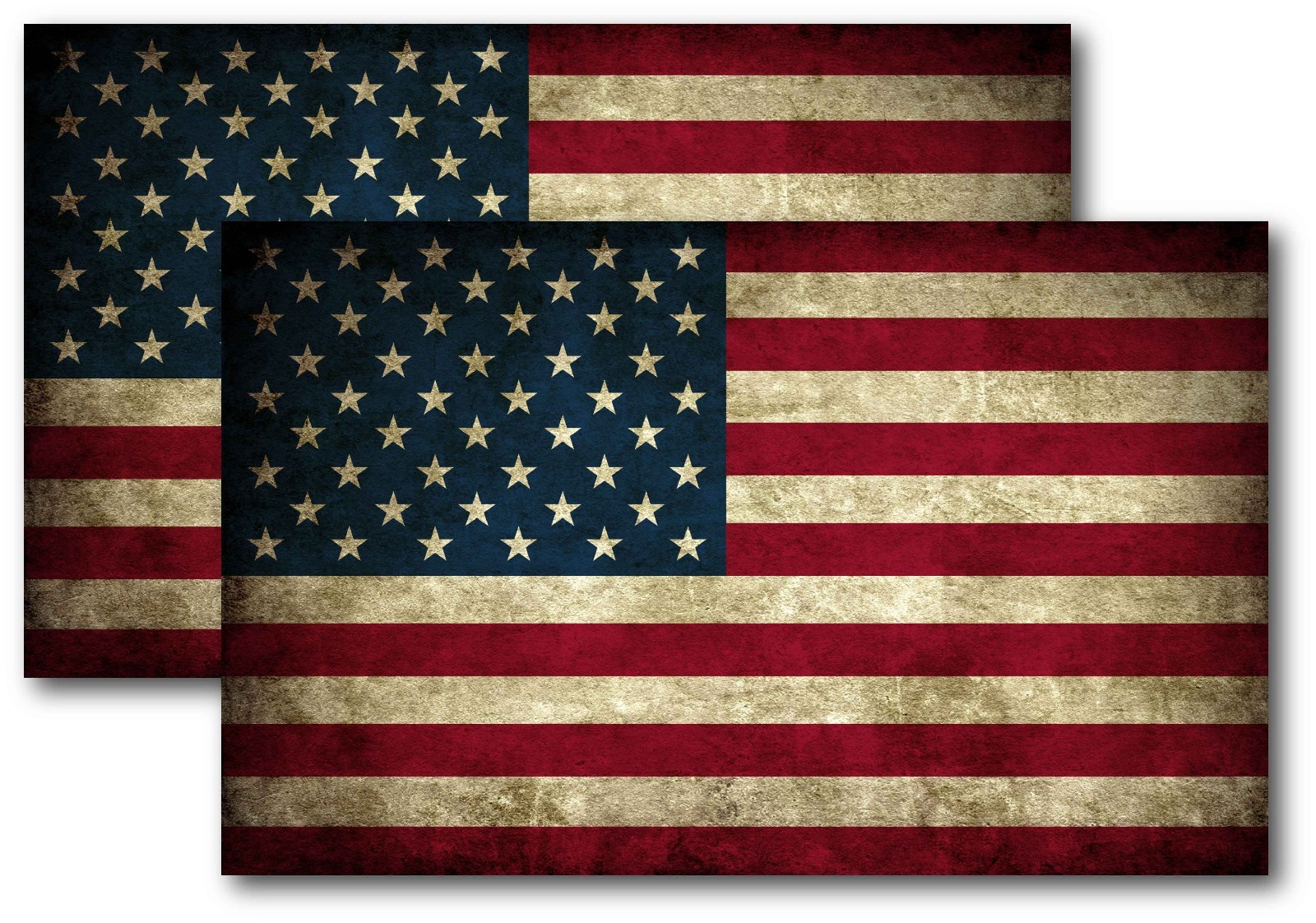 2x REFLECTIVE USA American Flag Distressed Vintage Decal 3M Sticker Various Size
