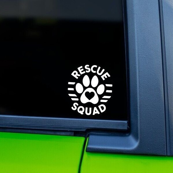 Rescue Dog Vinyl Decal Sticker, Multiple Sizes and Colors, Car, Truck, Window