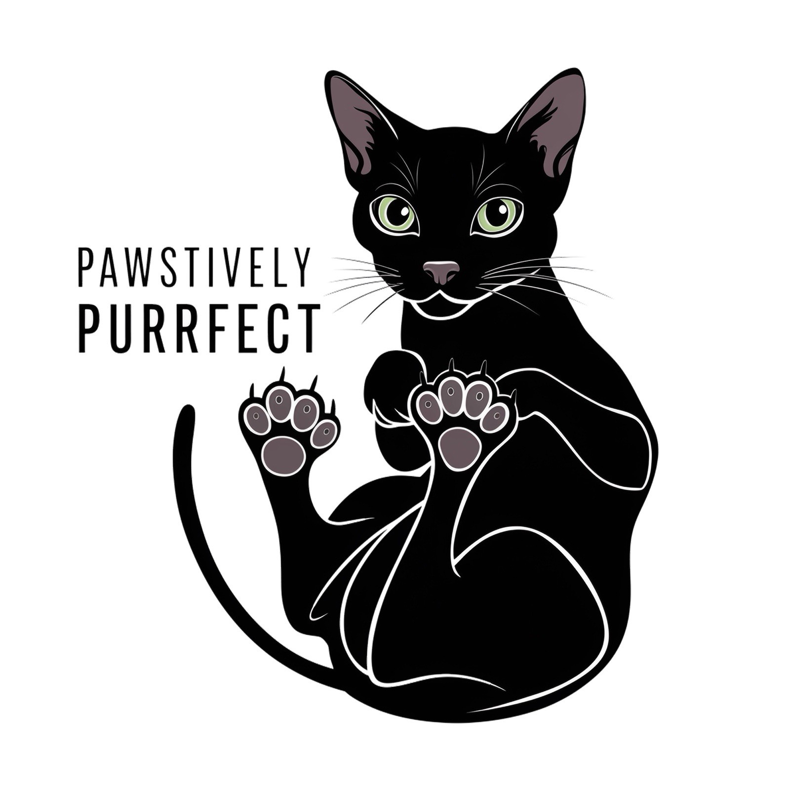 Cute Animal Quotes Sticker (3 Inch) Funny Black Cat Pawstivily Purrfect !