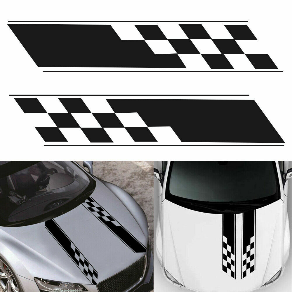 2X Sport Rally Racing Plaid Car Body Side Door Skirt Fender Stripe Decal Sticker