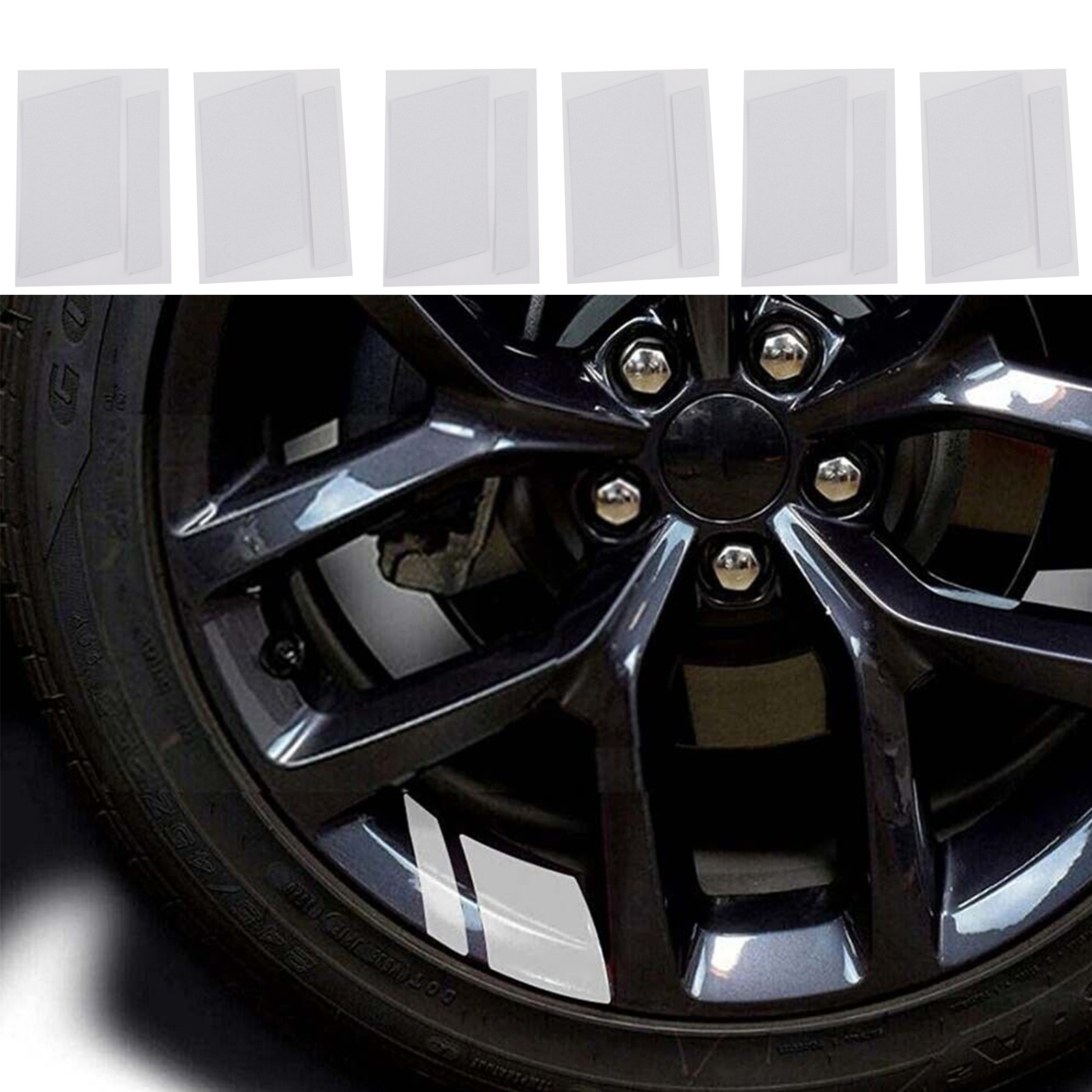 6x Car Accessories Reflective Sticker Car Wheel Rim Vinyl Decal Trim For 16″-21″