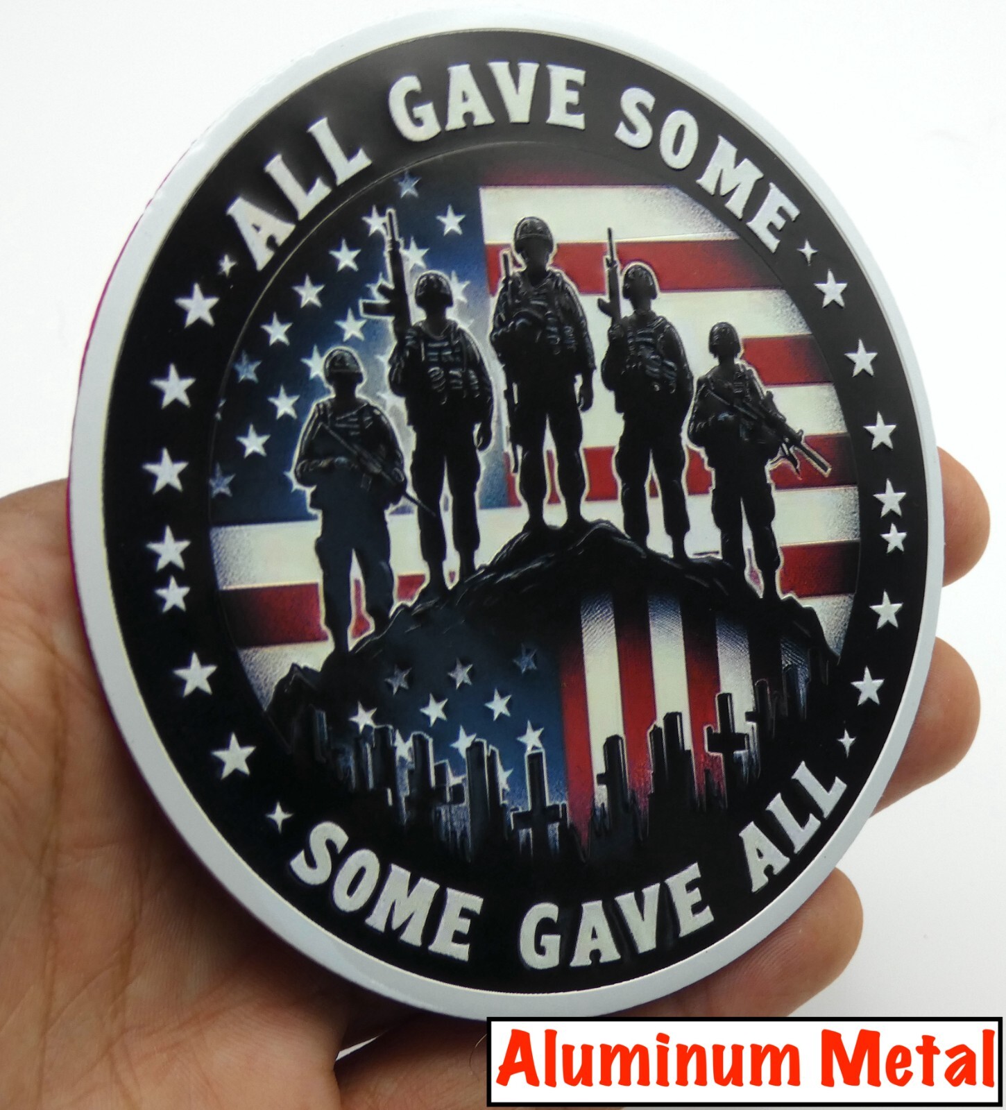 ALUMINUM VETERAN Stickers US Army Military Decals Motorcycle, Car Emblem 3.5″