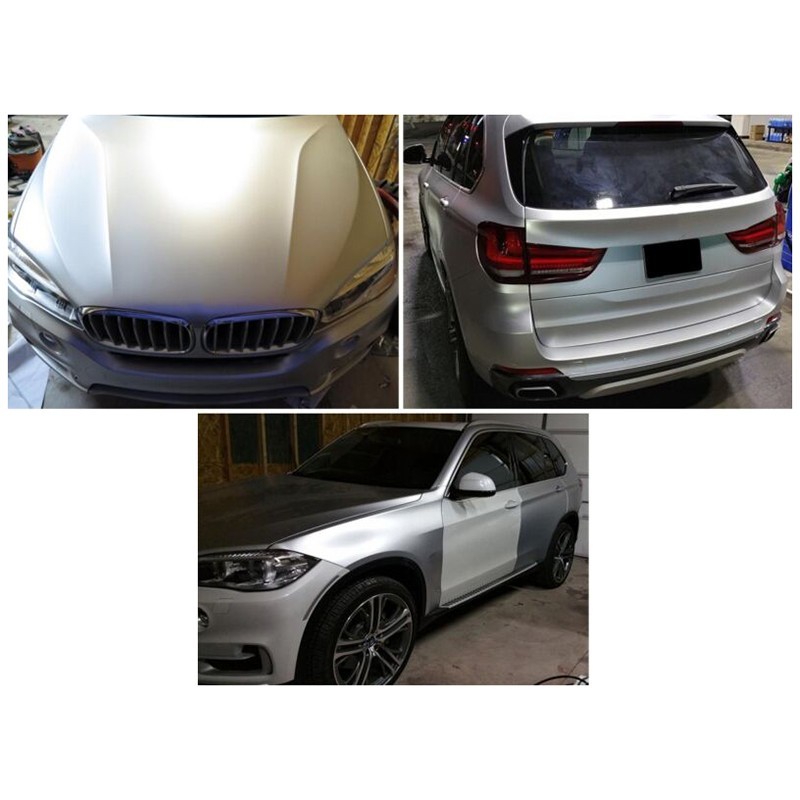 Car Satin Matte Chrome Metallic Silver Film Wrap Sticker Bubble Waterproof