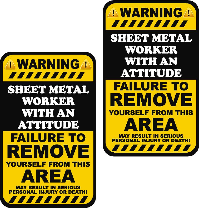 2 – 3″ Sheet Metal Worker Warning Decal SET Metalworking Hard Hat Sticker WS2