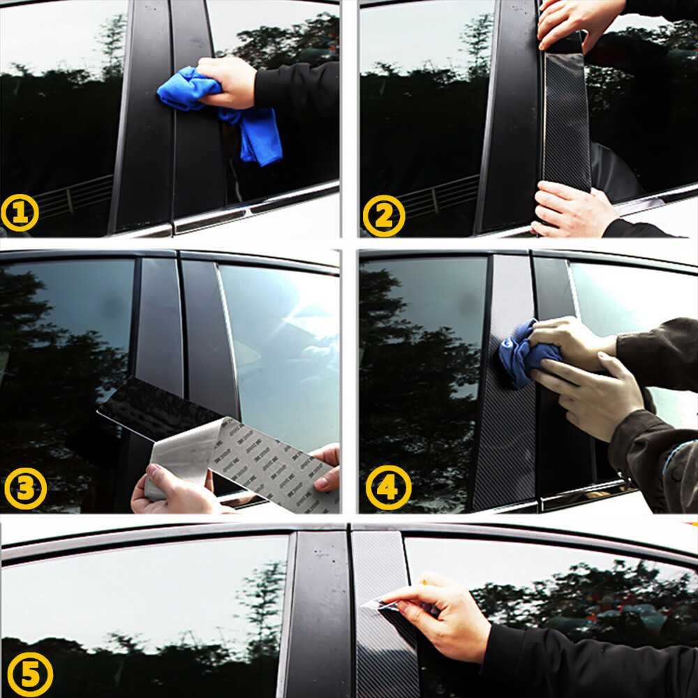 Window Pillar Posts Cover Door Trims for Honda Civic Sedan 2006-11 Carbon E