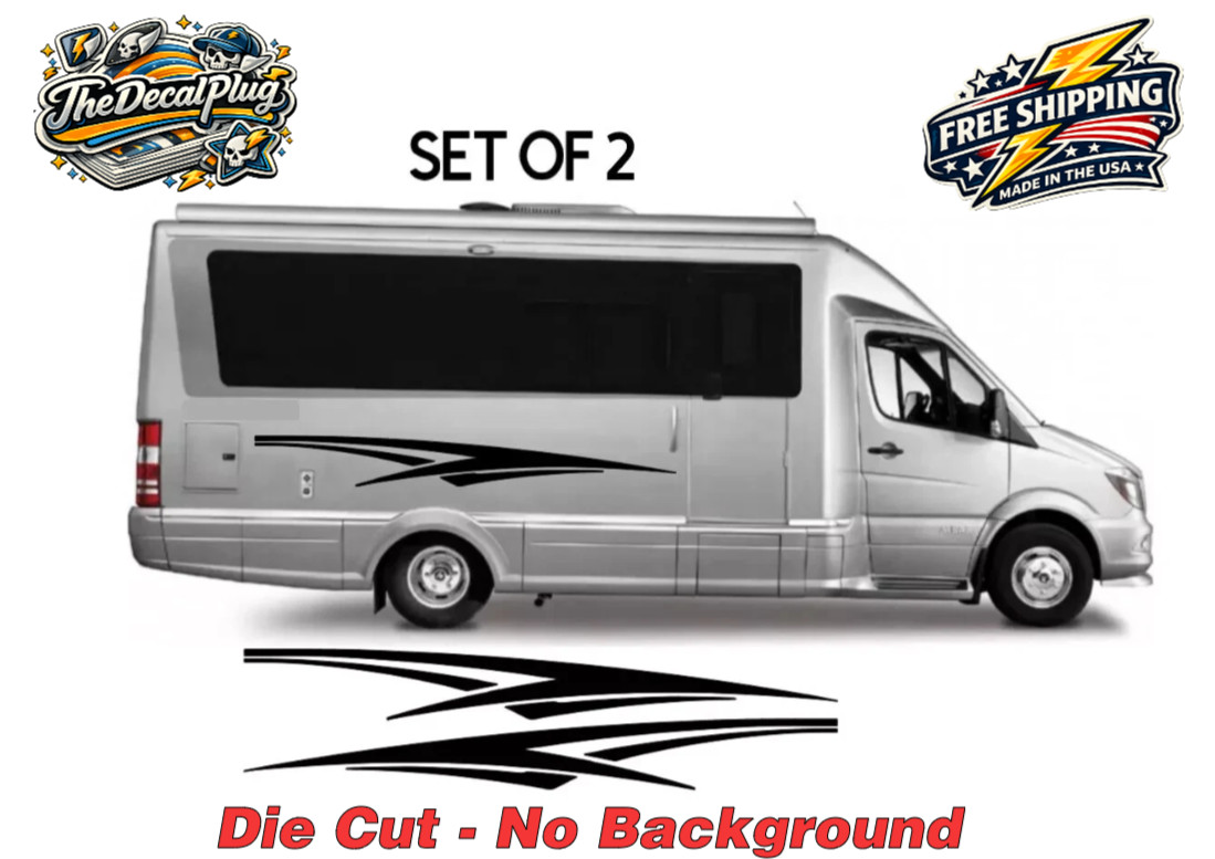 (2) RV Trailer Side Accent Stripes Vinyl Decal Graphics Car Truck Boat