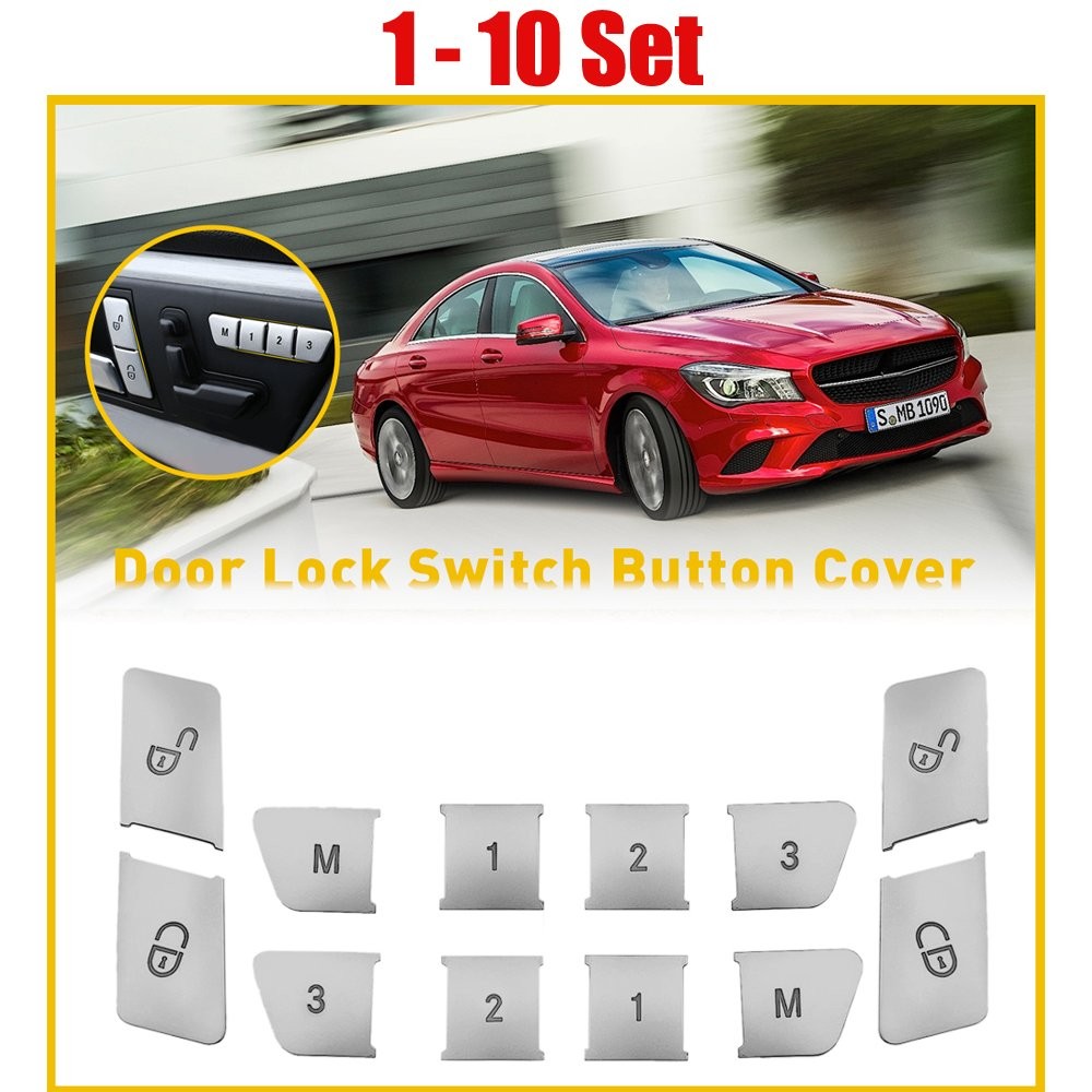 1-10Set Silver ABS Inner Door Lock Switch Button Cover Front for Mercedes Benz