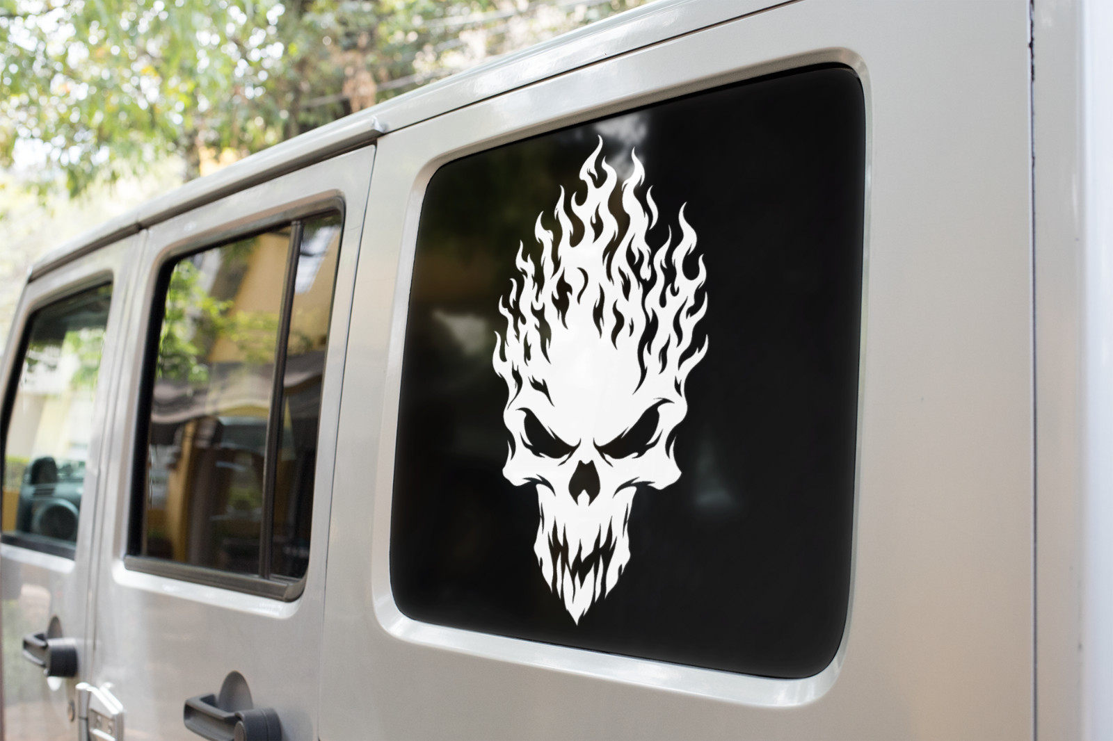 Flame Skull Car Window Vinyl Decal Graphic Weatherproof Laptop Bumper Sticker