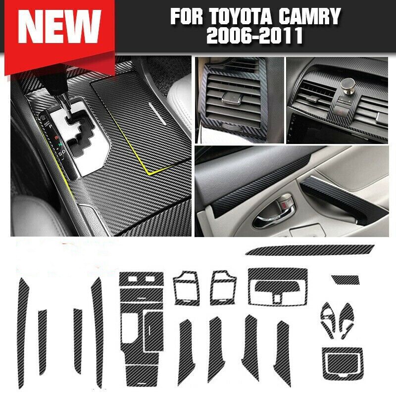 For Toyota Camry 06-11 Carbon fiber Black Car Interior Decor Kits Trim Sticker++
