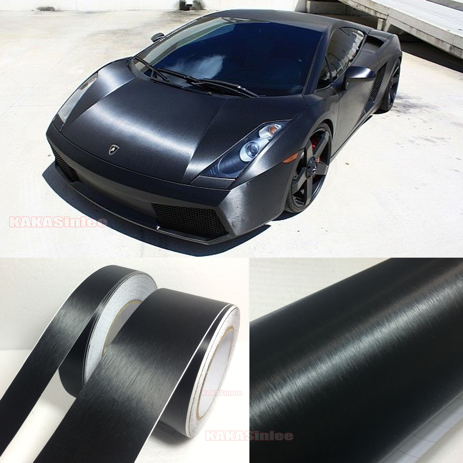3D Brushed – Steel Texture Metal Satin Chrome Entire Car Vinyl Wrap Sticker AFUS