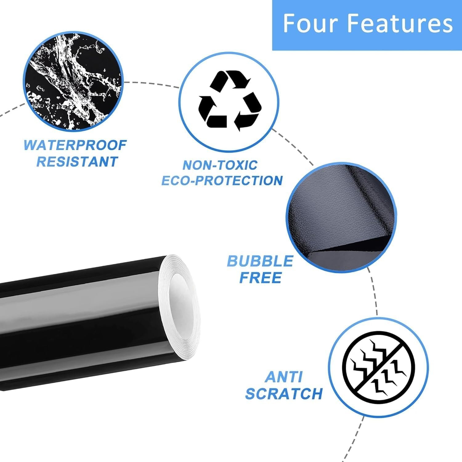 High Gloss Black Vinyl Wrap 4″ x 30ft for DIY Car Exterior and Interior Use