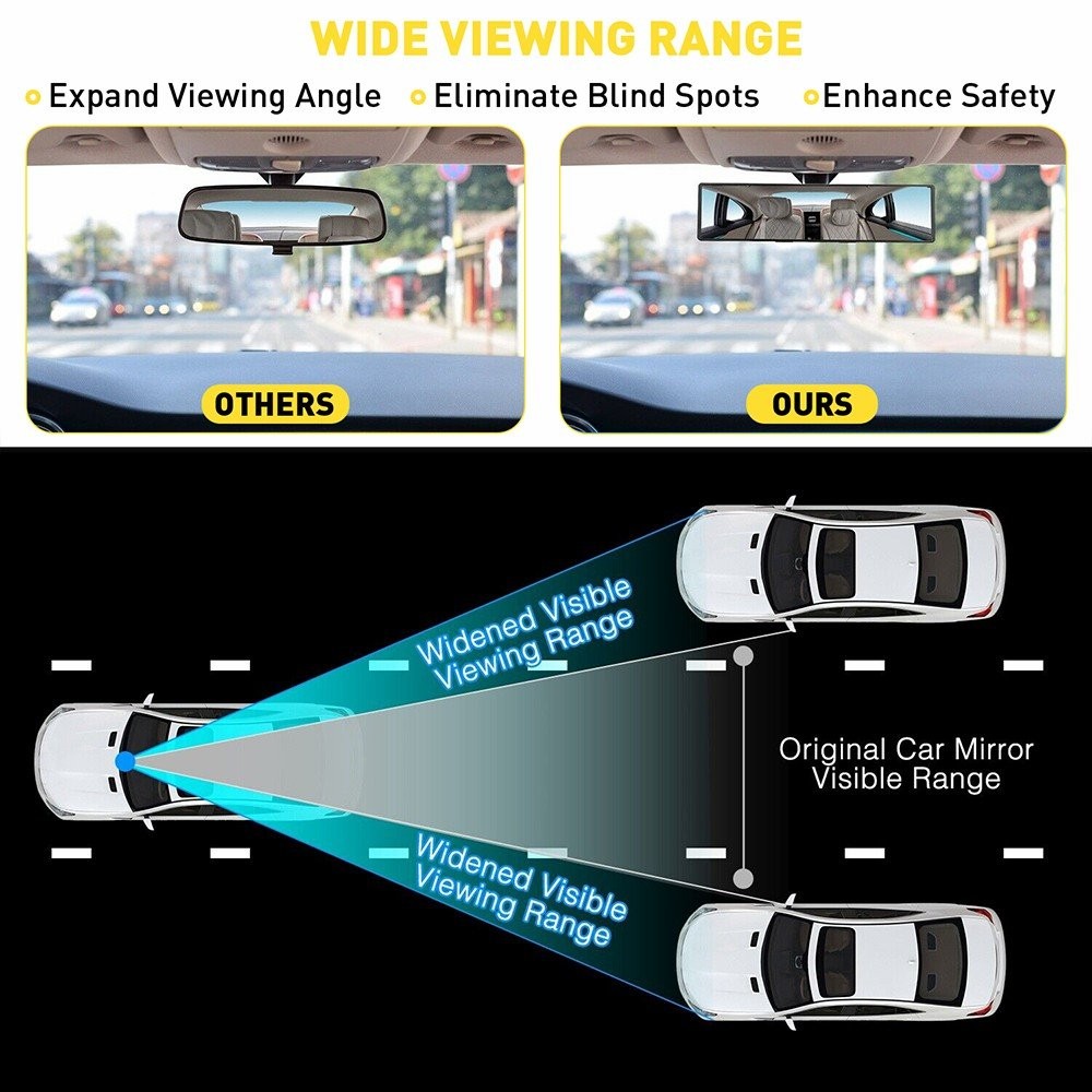 1/2Set Universal Interior 240MM Car Rear View Wide Angle Convex Clear Rearview M