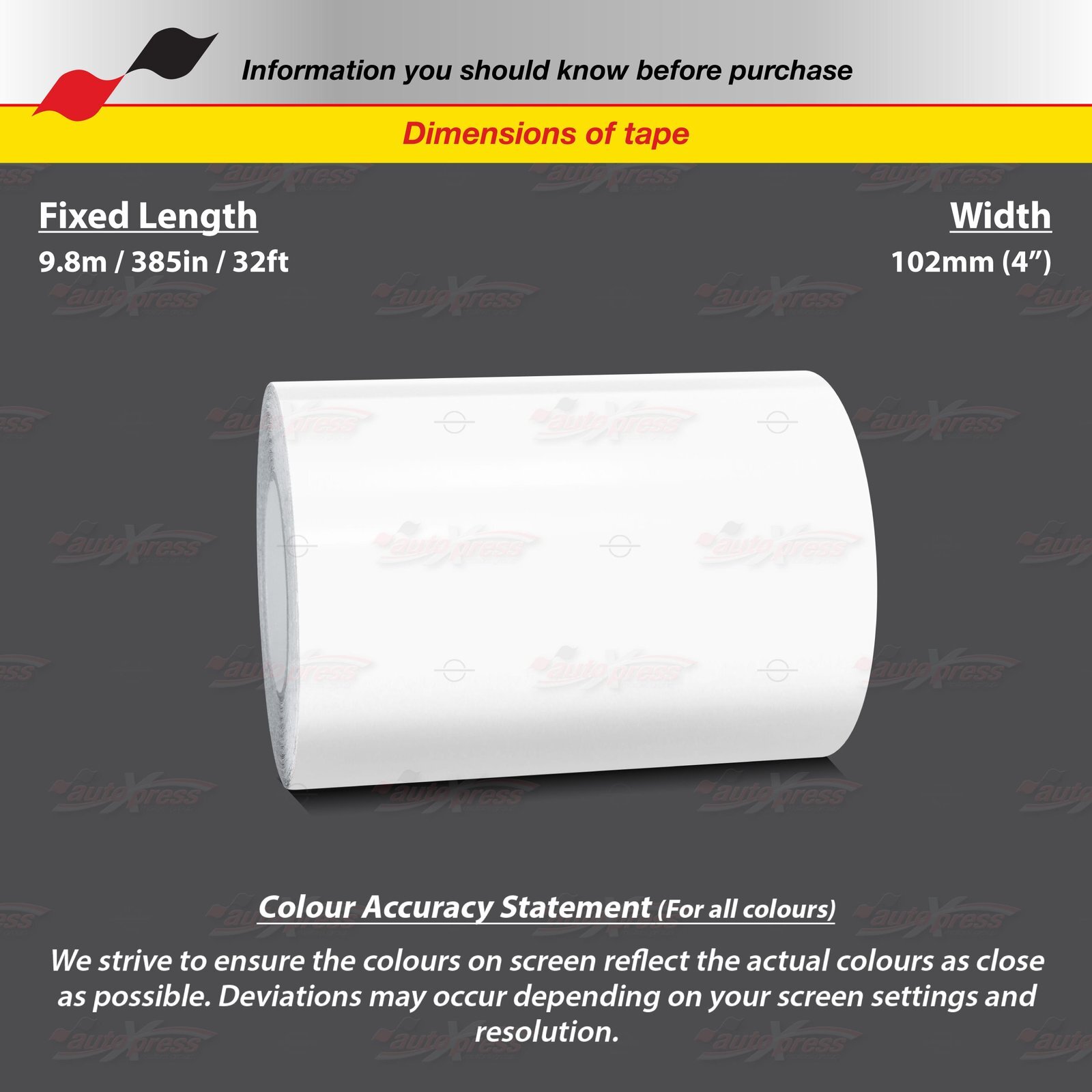 GLOSS WHITE 4″ 102mm Roll PIN STRIPE Car Striping Line TAPE Decal Vinyl Sticker