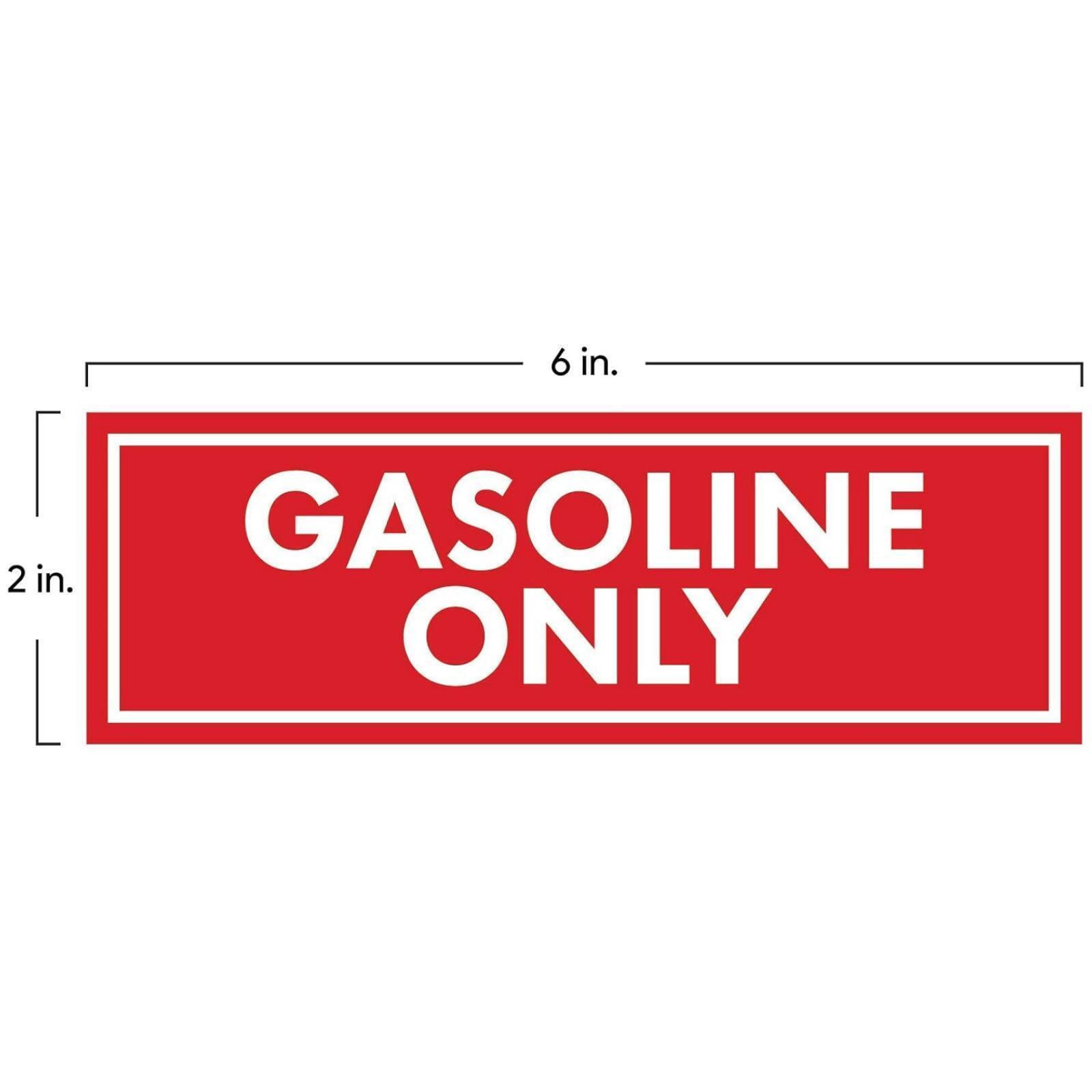 Gasoline Only Warning Stickers (4 Pieces), 2″ x 6″ Size Perfect for Fuel Caps