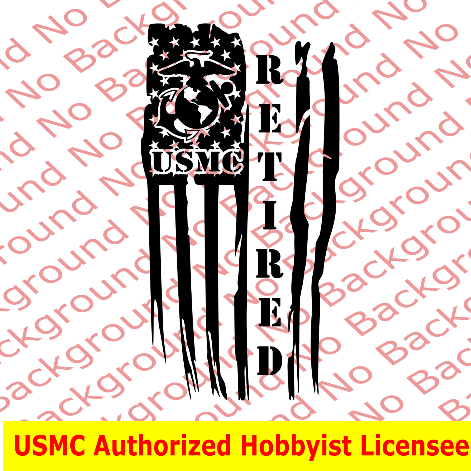 VERTICAL Distressed America USMC Retired Flag Vinyl Window EGA Decal AY053R