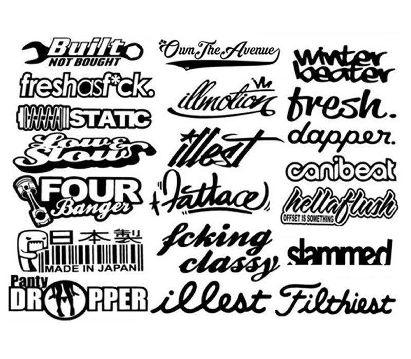 JDM Mega Sticker Pack Low Vinyl Decals, 20 Stickers,You Choose Color
