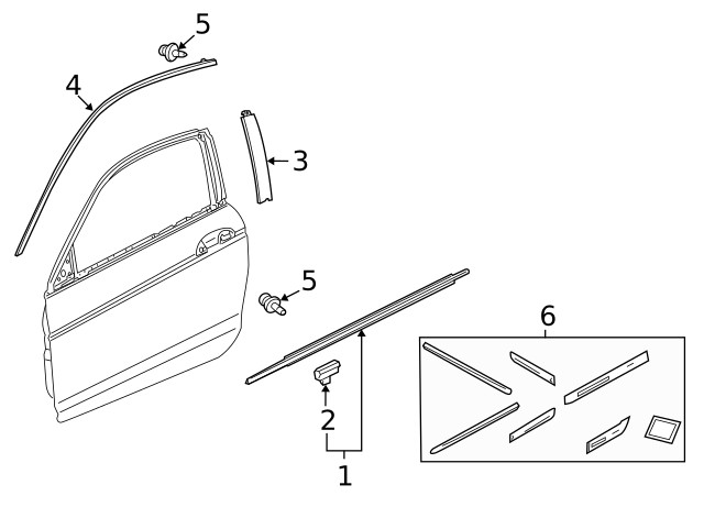 13-17 HONDA ACCORD RIGHT (PASSENGER) FRONT Door Applique (72430-T3L-A01)