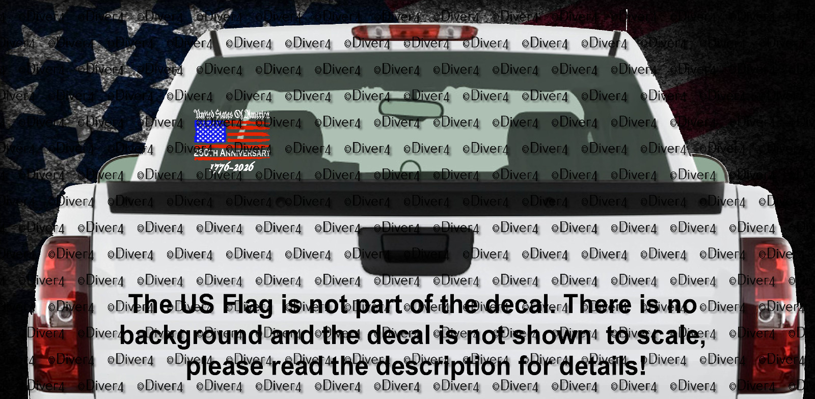 3 Color United States of America 250th Anniversary Distressed Flag Decal