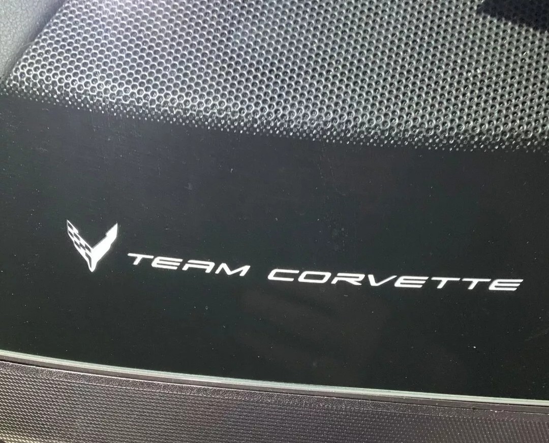 C8 Corvette ARCTIC WHITE ‘TEAM CORVETTE’ PLAIN BLANK VINYL INSERT 2″ x 7″