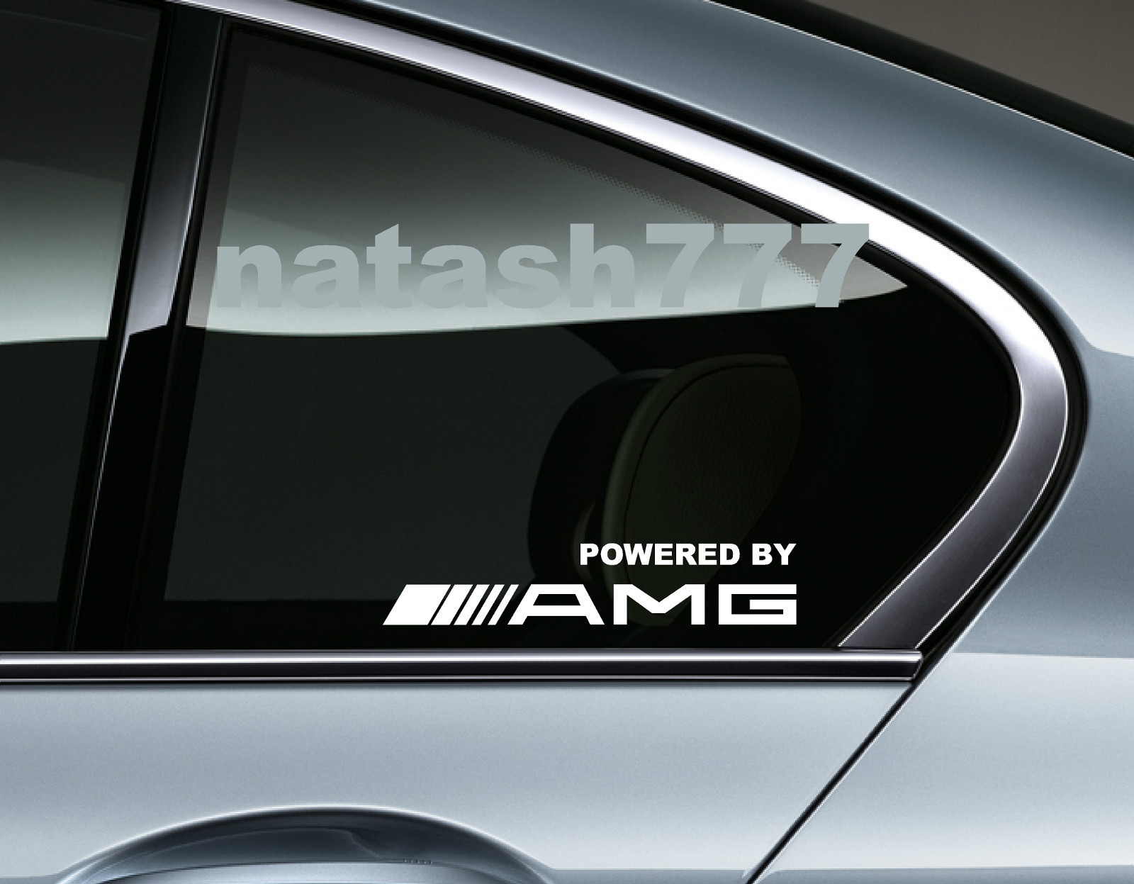 Powered by AMG Mercedes Benz Sport Racing Window Decal sticker emblem WHITE Pair