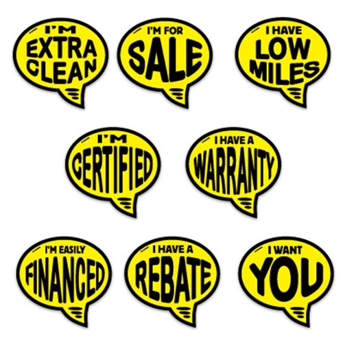 Yellow & Black Auto Bubbles Dealership Windshield Advertisement Decal Sticker
