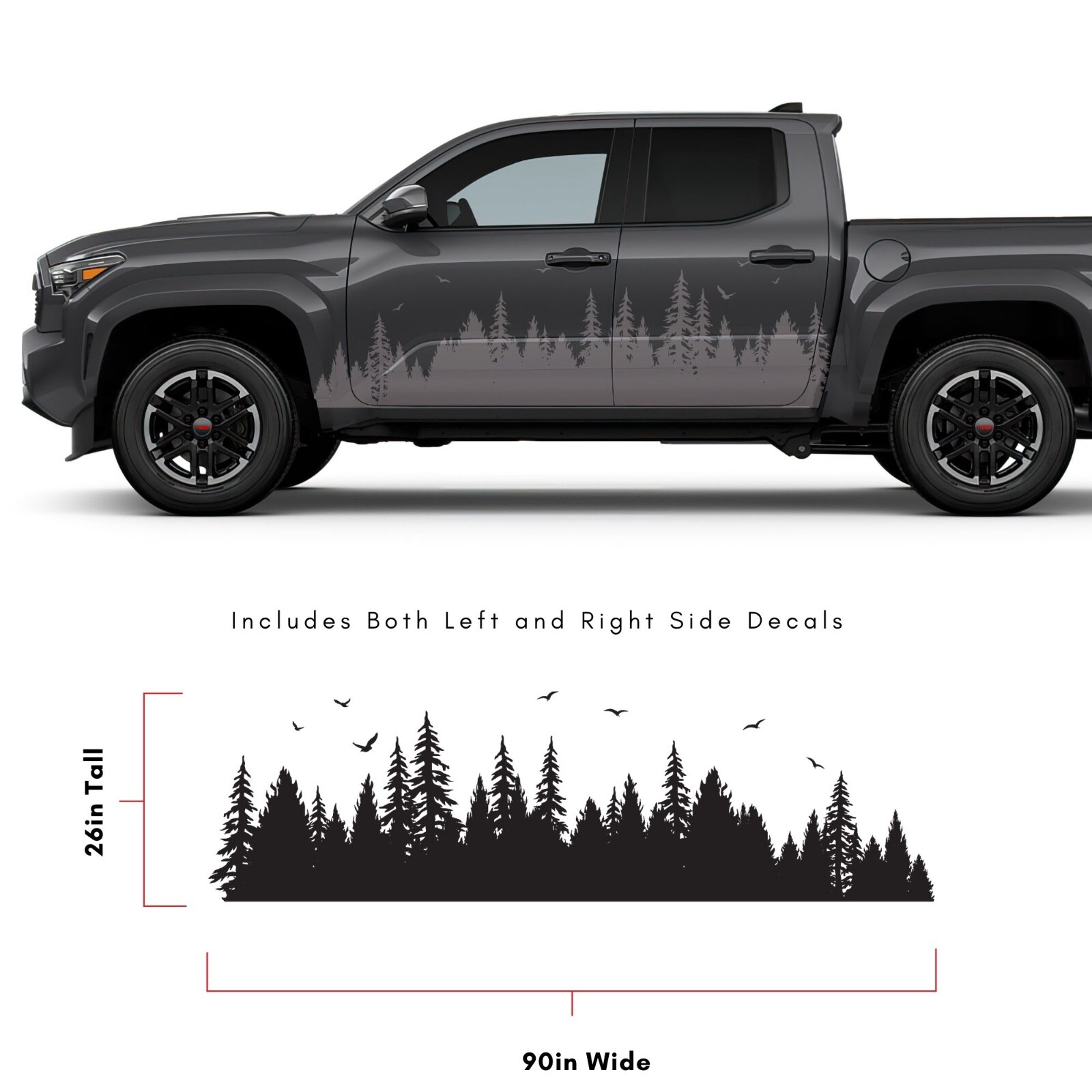 Overland Forest Woodland Off Road Truck Decal for 4Runner. Universal Fit.