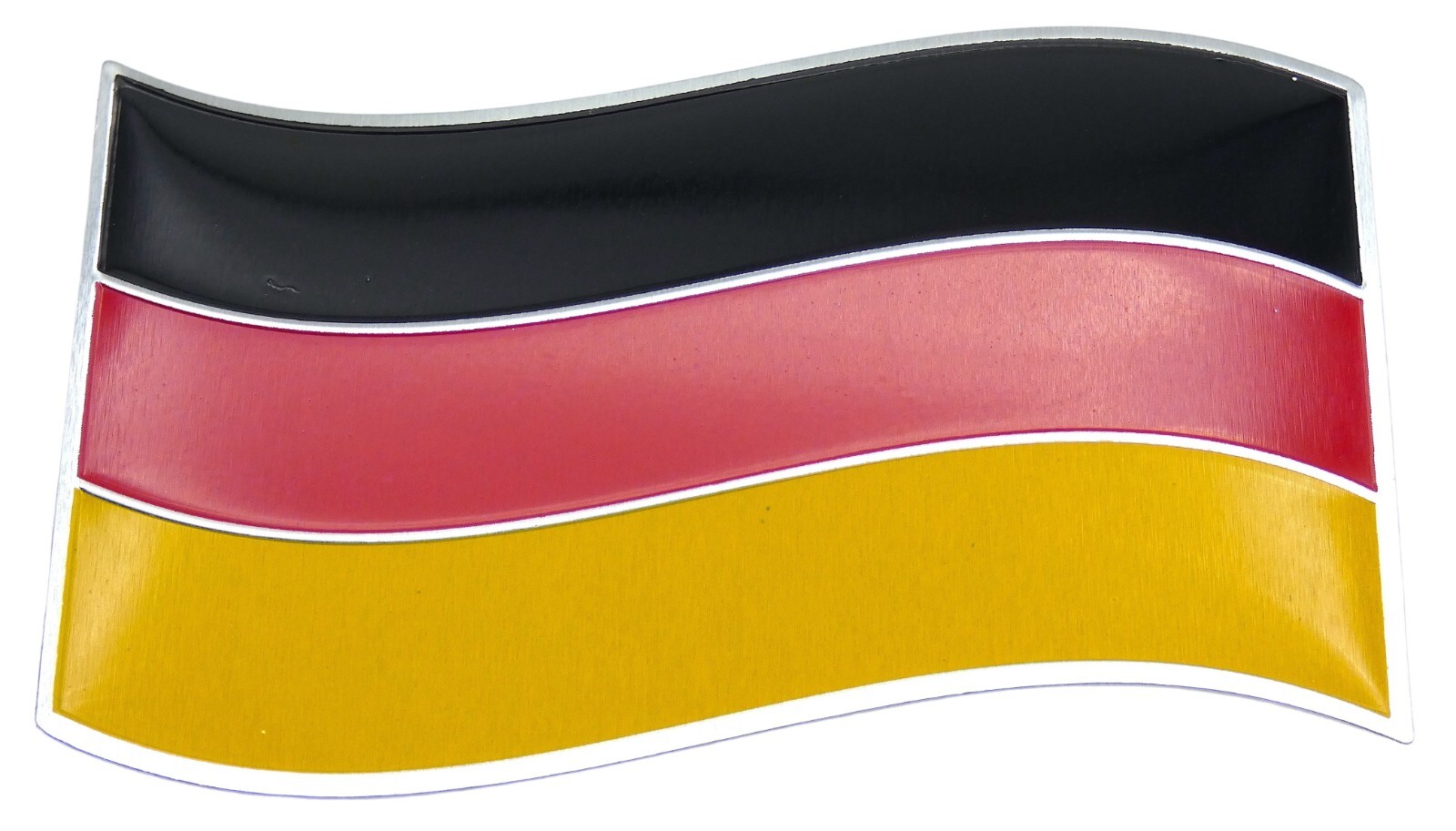 ALUMINUM Germany Flag Wavy Car Sticker Decal Emblem Auto Truck SUV 3.12″ x 1.75″