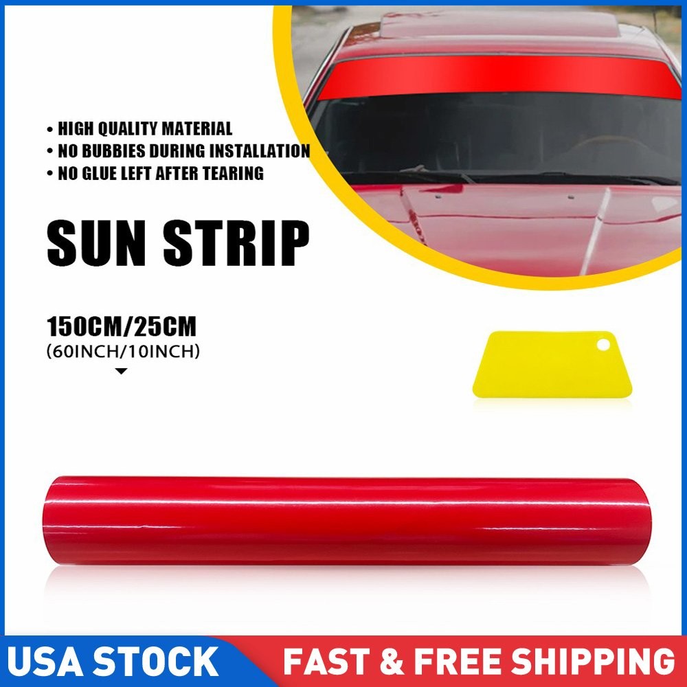 1PCS 60″x10″ Red Windshield Sun Visor Vinyl Decal Strip Film Banner Sticker K