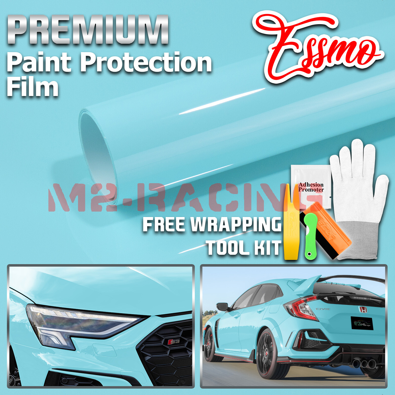 Color PPF Paint Protection Film Gloss Teal Blue Car Paint Scratch Shield Wrap