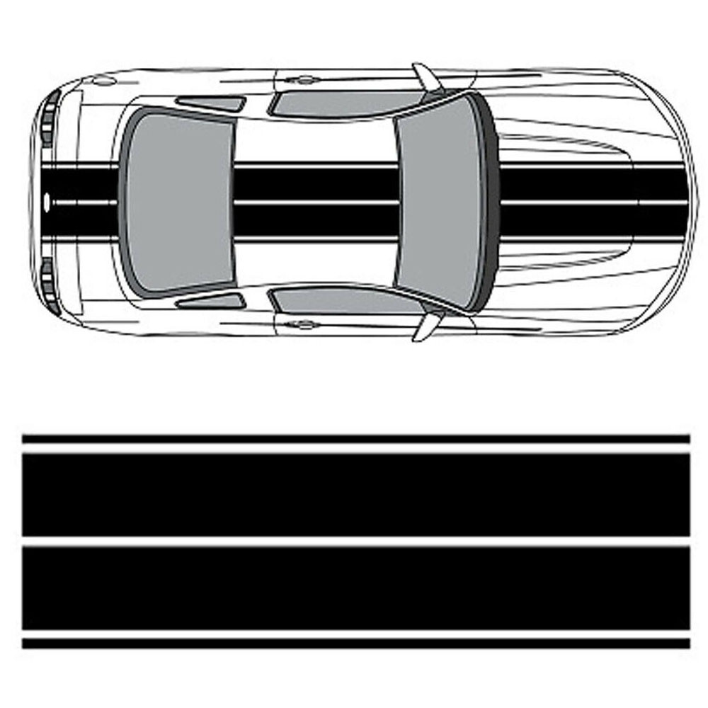 236” Black Hood Roof Trunk Rally Racing Stripe Decal Sticker For Ford Mustang