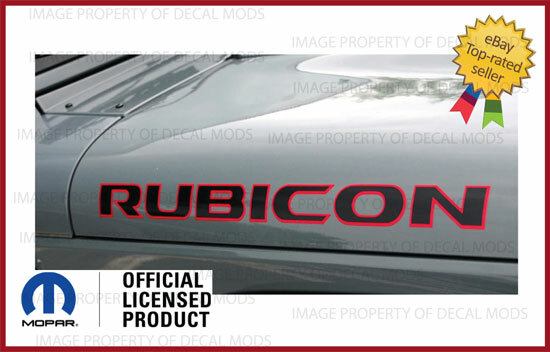 2007 – 2018 Jeep RUBICON Hood Vinyl Decals Graphics Stickers JK Black Red FJ5T1