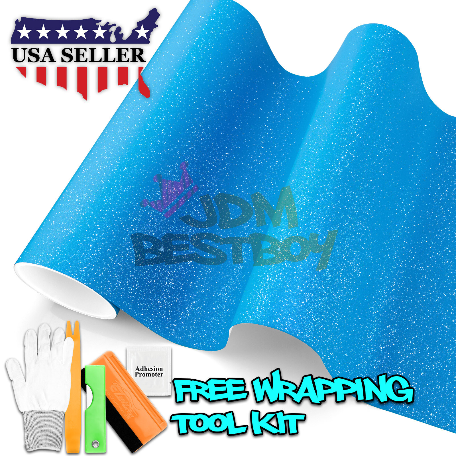 Matte Glitter Sky Blue Frosted Sparkle Sticker Decal Sheet Car Vinyl Wrap DIY
