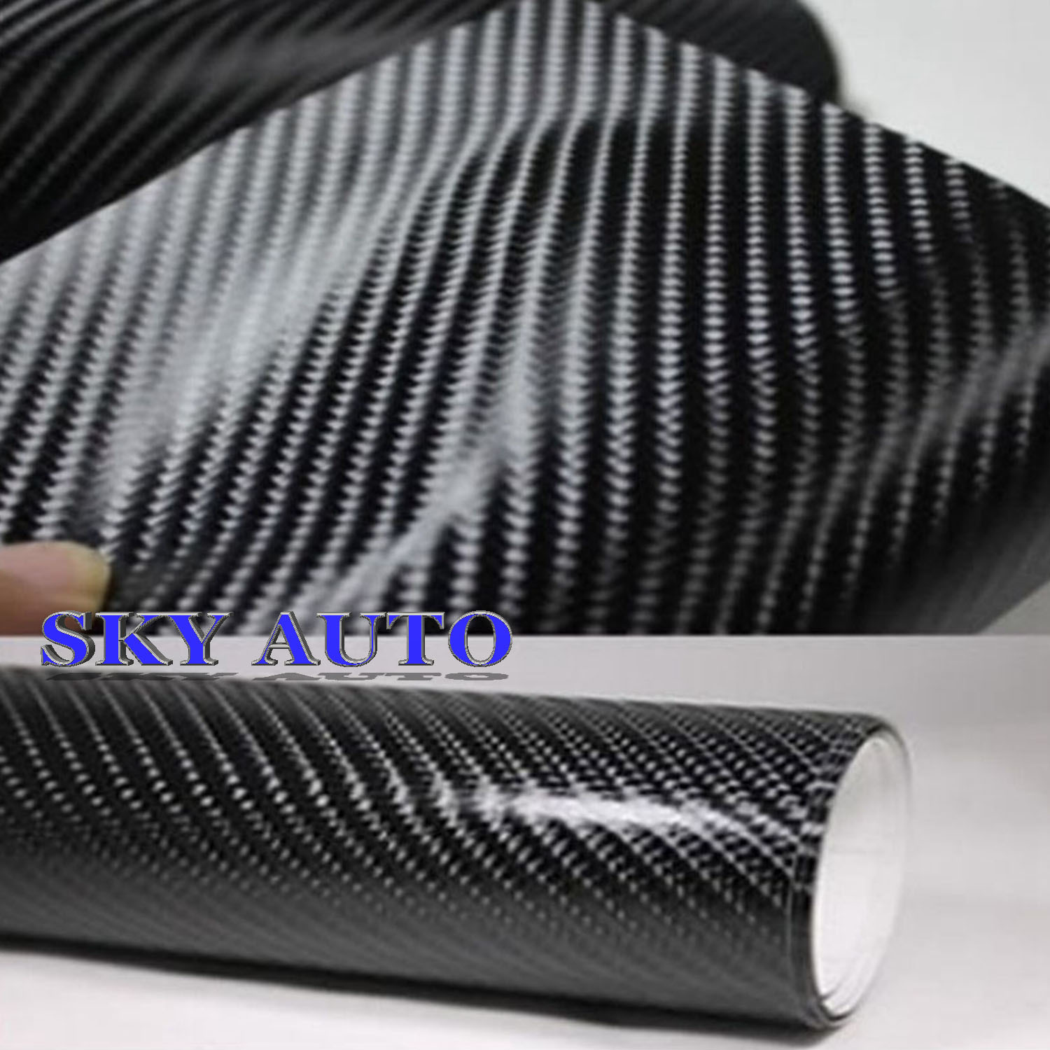 4D Black GLOS Carbon Fiber Vinyl Air Release Pockets Bubble Free