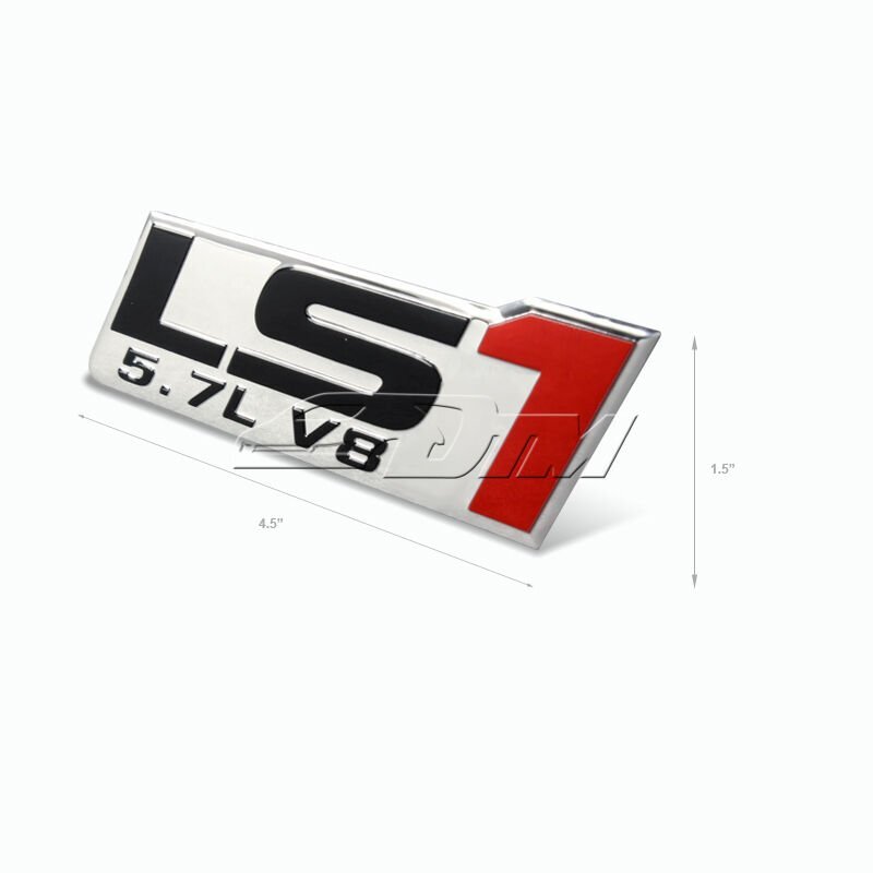 2PCS Aluminum Adhesive LS1 5.7L V8 Bumper Trunk Decal Emblem Badge Sticker Logo