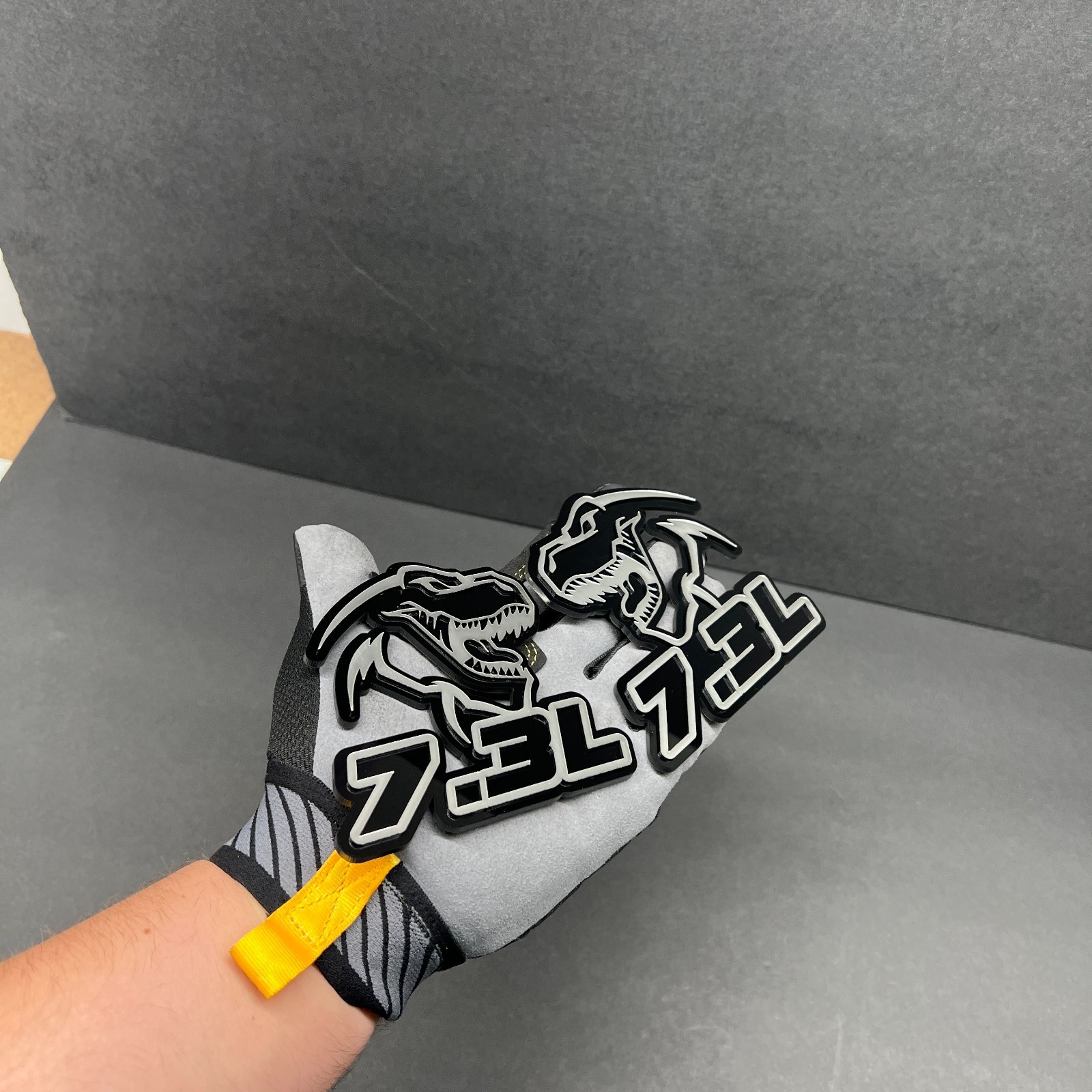 2x BADGES Godzilla Badges Emblem RAGING 7.3 Silver/Black Fender Angry Aggressive