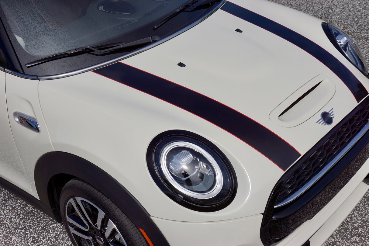 Black with Custom Color Border Hood Stripes for your Mini Cooper 2014 – 2024