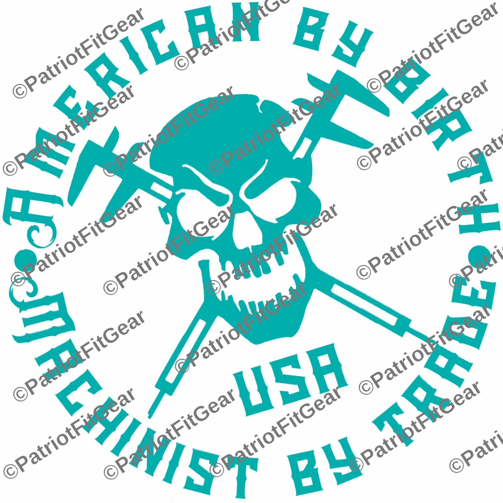 Machinist,American By Birth,Machinist By Trade,Calipers,CNC,Skull,Vinyl Decal