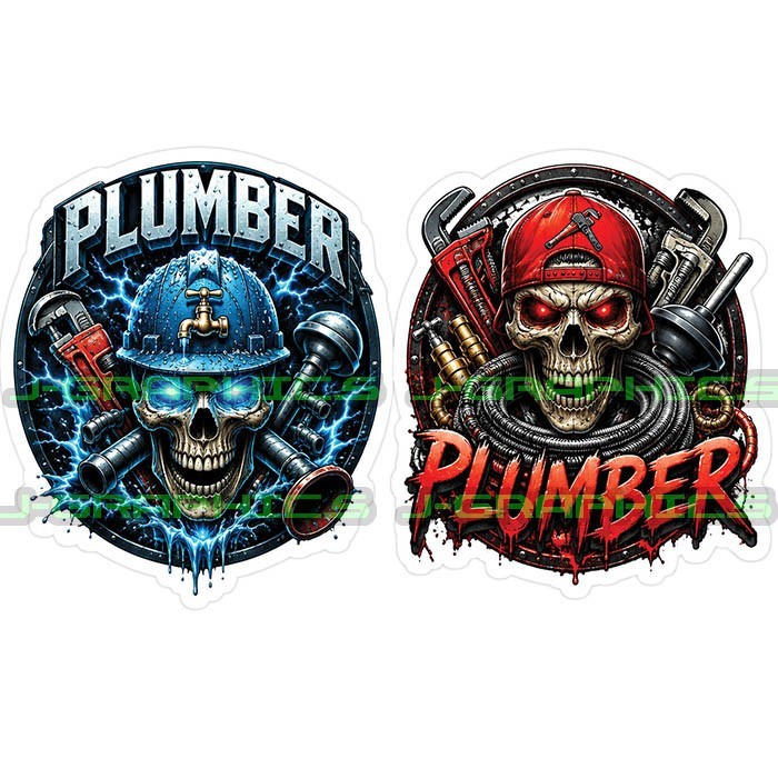 Plumber Skull Trade Blue Collar Vinyl Decal Sticker D